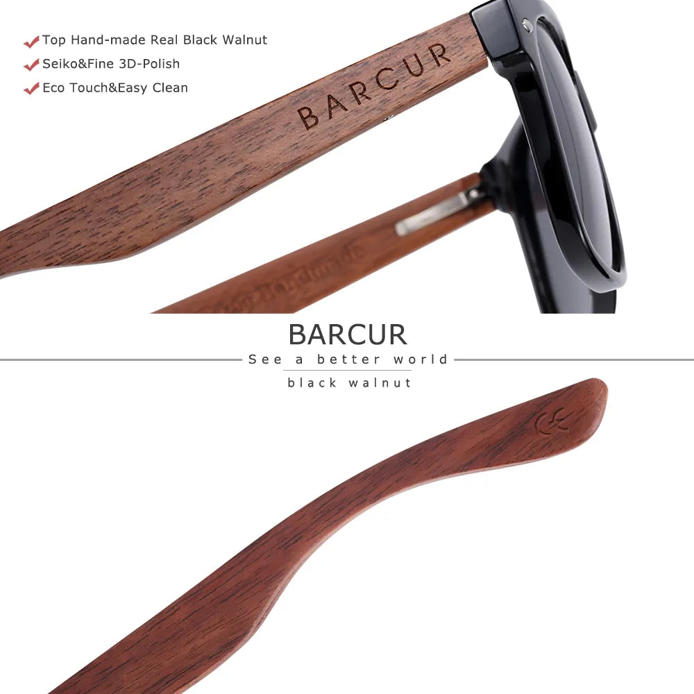 BARCUR Black Walnut Wood Sunglasses