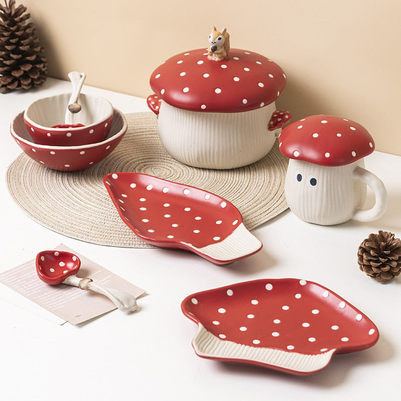 Ceramic Red Mushroom Tableware