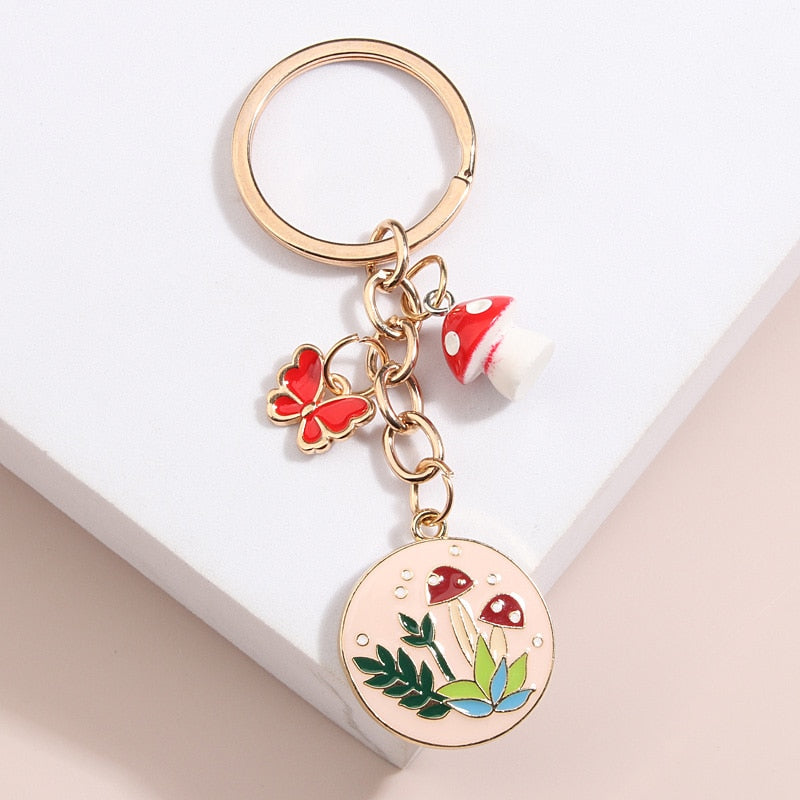 Mushroom Enamel Keychain