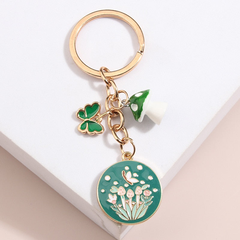 Mushroom Enamel Keychain