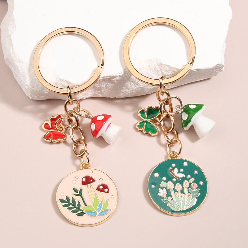 Mushroom Enamel Keychain